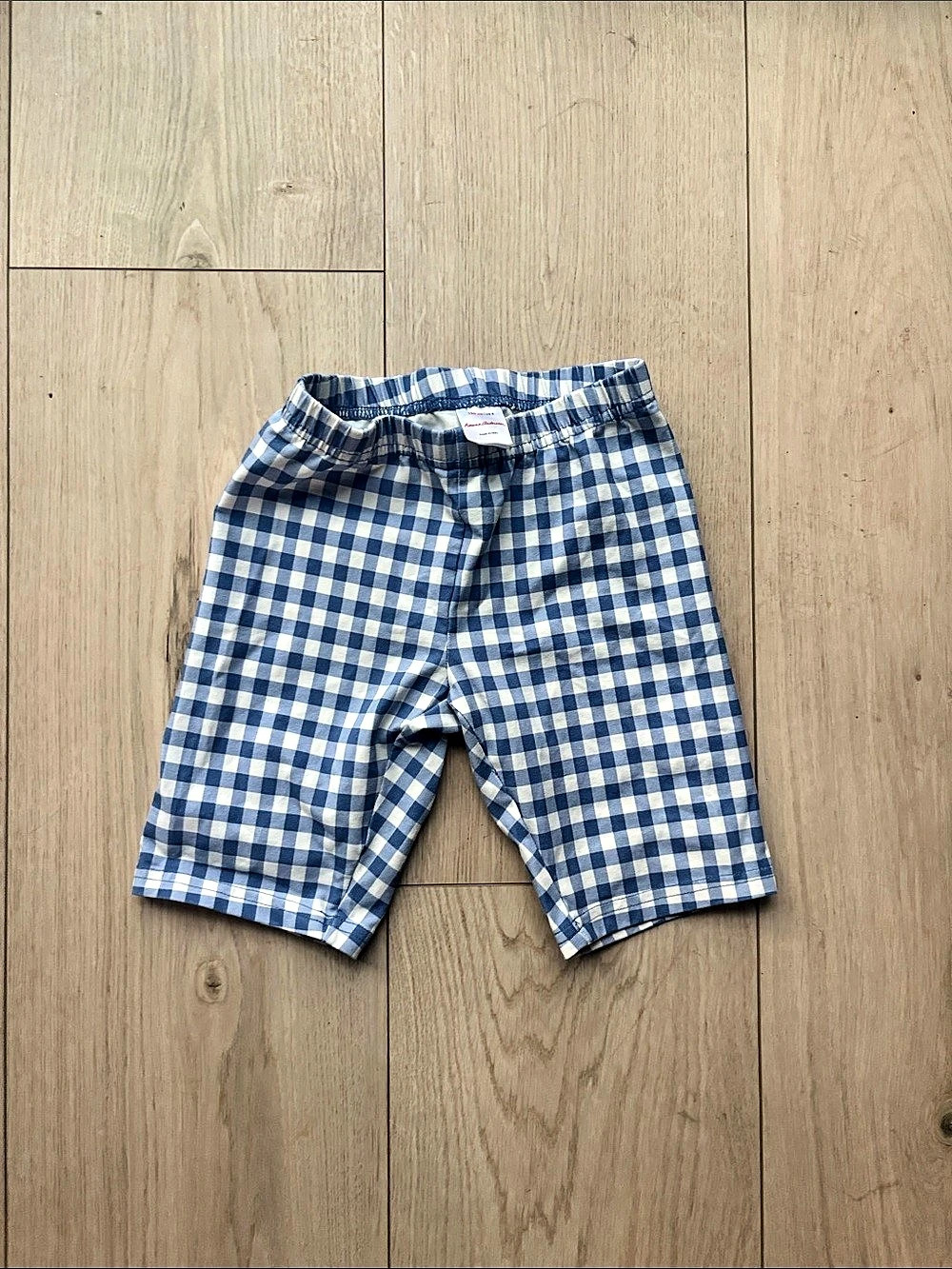 Hanna Andersson Gingham Bike Shorts Blue & White Size 8